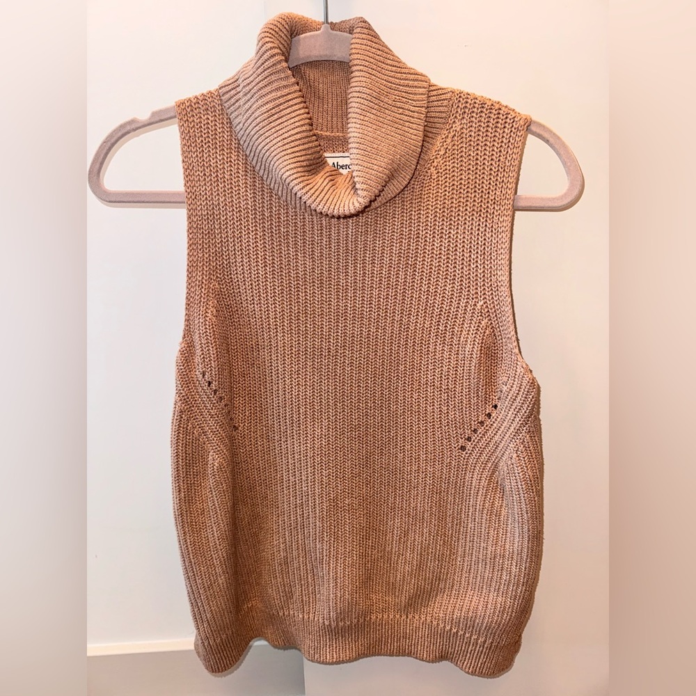 Abercrombie & Fitch Sleeveless Cowl Neck Sweater Vest in Tan